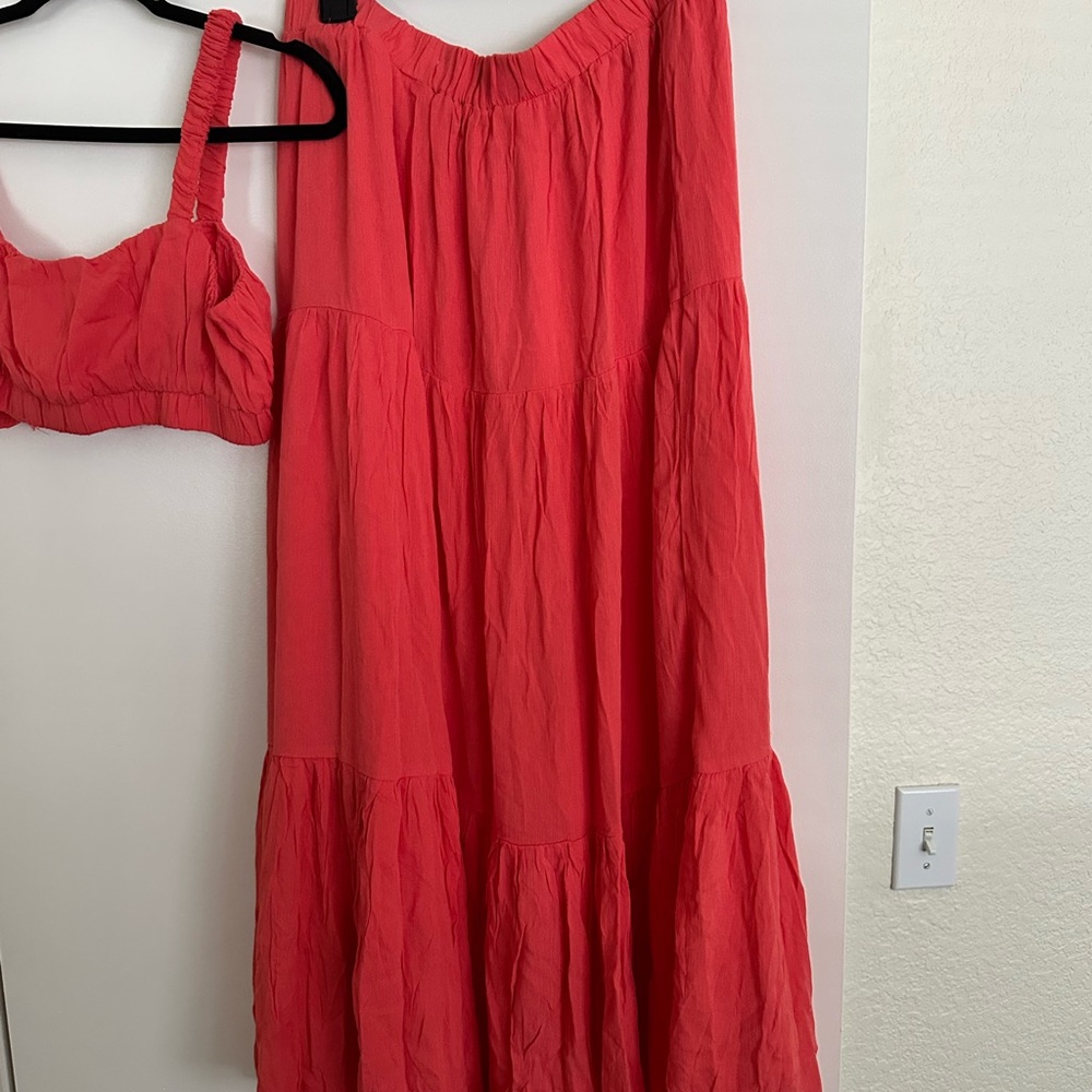 Fashion Nova Vibrant Coral Skirt Set - Picture 2 of 3